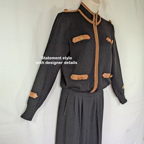 36" bust Jumpsuit Antonella Preve New York, Animal print, Black Santana VTG Knit - Picture 14 of 17